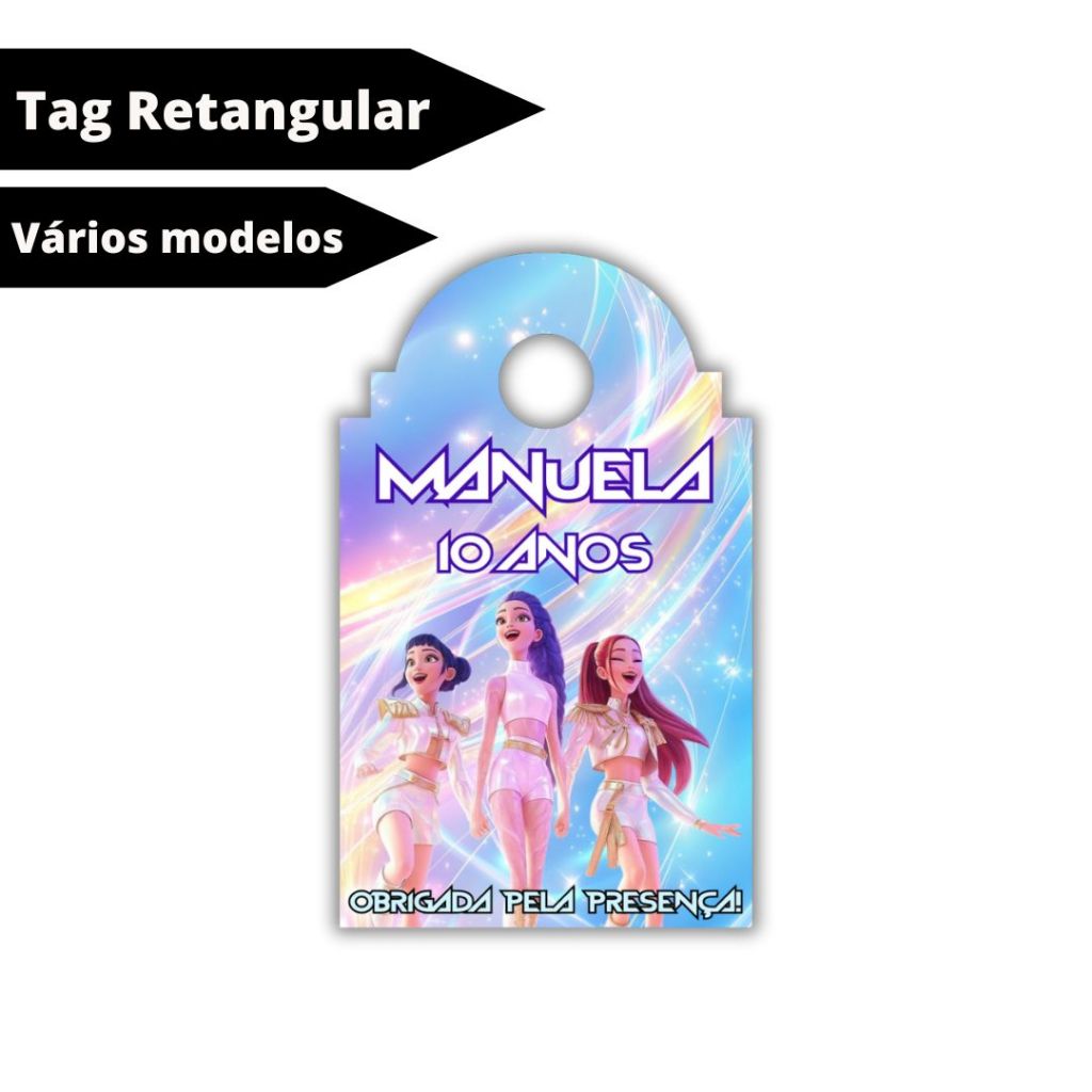 Tag de Agradecimento Guerreiras do K-pop Personalizada - Lembrancinha de Festa - Aniversário em Oferta na Shopee
