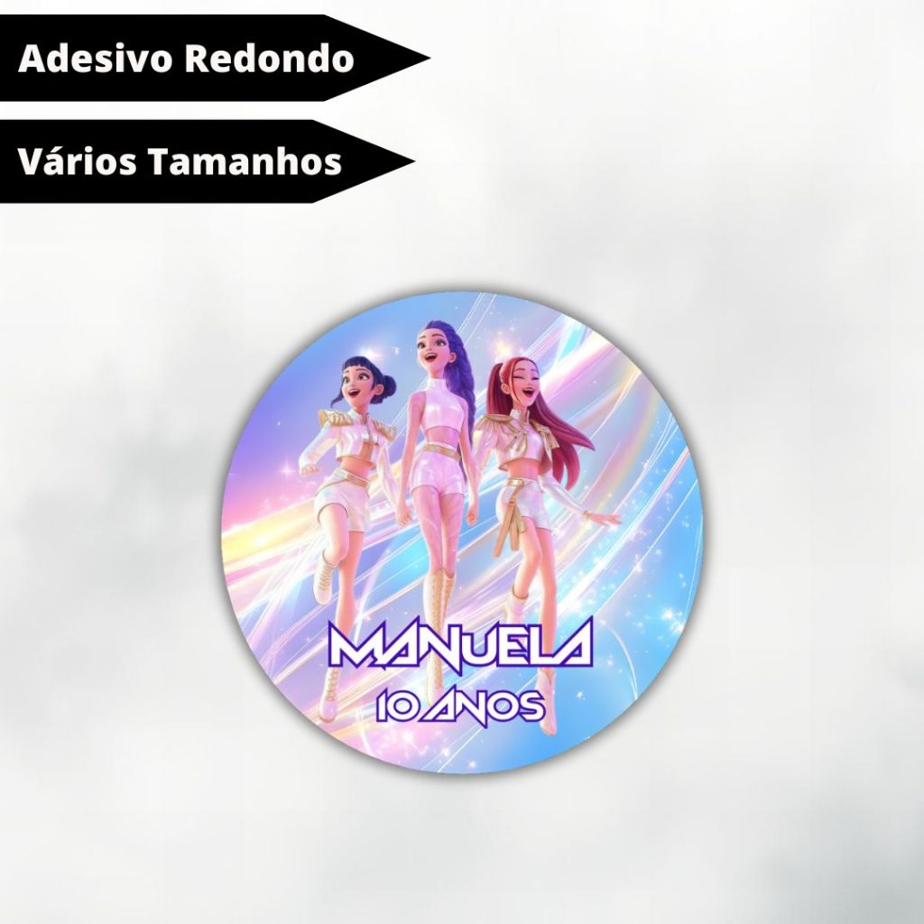 Adesivo Guerreiras do K-pop Personalizado Redondo - Lembrancinha Para Festa - Aniversário