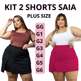 KIT 2 SHORTS SAIA ANARRUGA PREMIUM PLUS SIZE VERÃO G1 AO G6 ZERO TRANSPARÊNCIA em Oferta na Shopee