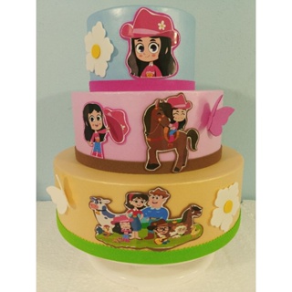 ​🎂 Bolo Fake Cenográfico 3 Andares  Boiadeira fazendinha em Oferta na Shopee