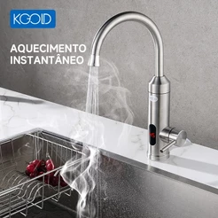 Torneira luxo Elétrica Digitais Com Visor de Temperatura Regulagem e Giratória 360° Aço Inoxidável 220V KGOLD