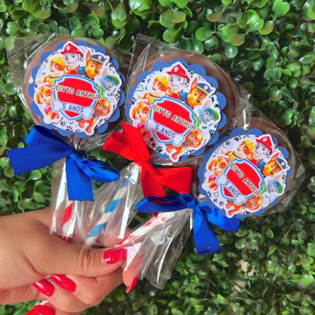 Aplique 3D Patrulha Canina Escalope Tag Personalizada Lembrancinha Festa Infantil