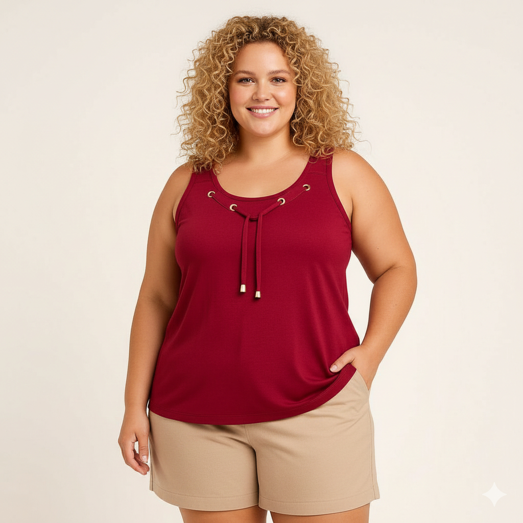 Blusa Regata Feminina Plus Size Ilhós Alça Larga  Único Veste G-GG-G1-G2-G3 em Oferta na Shopee