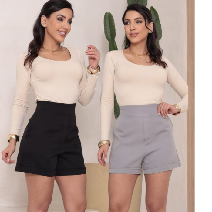 Short Feminina de Alfaiataria Super Elegante com Zíper Lateral – Look Social dos Sonhos (P ao GG) em Oferta na Shopee