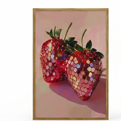 Quadros decorativos Moderno disco morangos rosa vermelho funky preppy disco (1 peça) 40x60