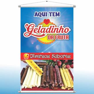 Banner Geladinho DA FRUTA  Juju, Sacolé, Geladão Lindo Resistente a Sol e Chuva Envio Imediato em Oferta na Shopee