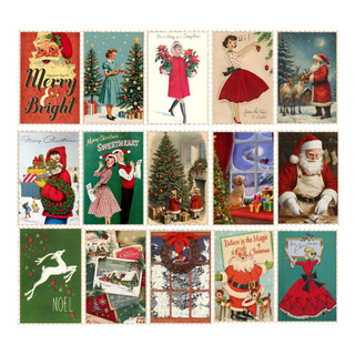 Coleção 10 Cartões de Natal Vintage 10x15cm - Cartões Impressos verso em branco