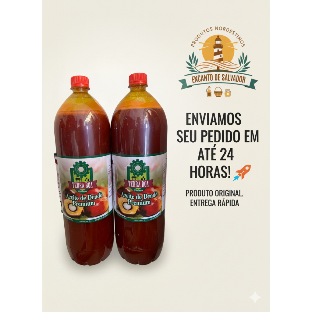 Azeite de dendê Terra Boa 2 litros (1+1) Premium, puro e encorpado de Valença - O melhor da Bahia em Oferta na Shopee