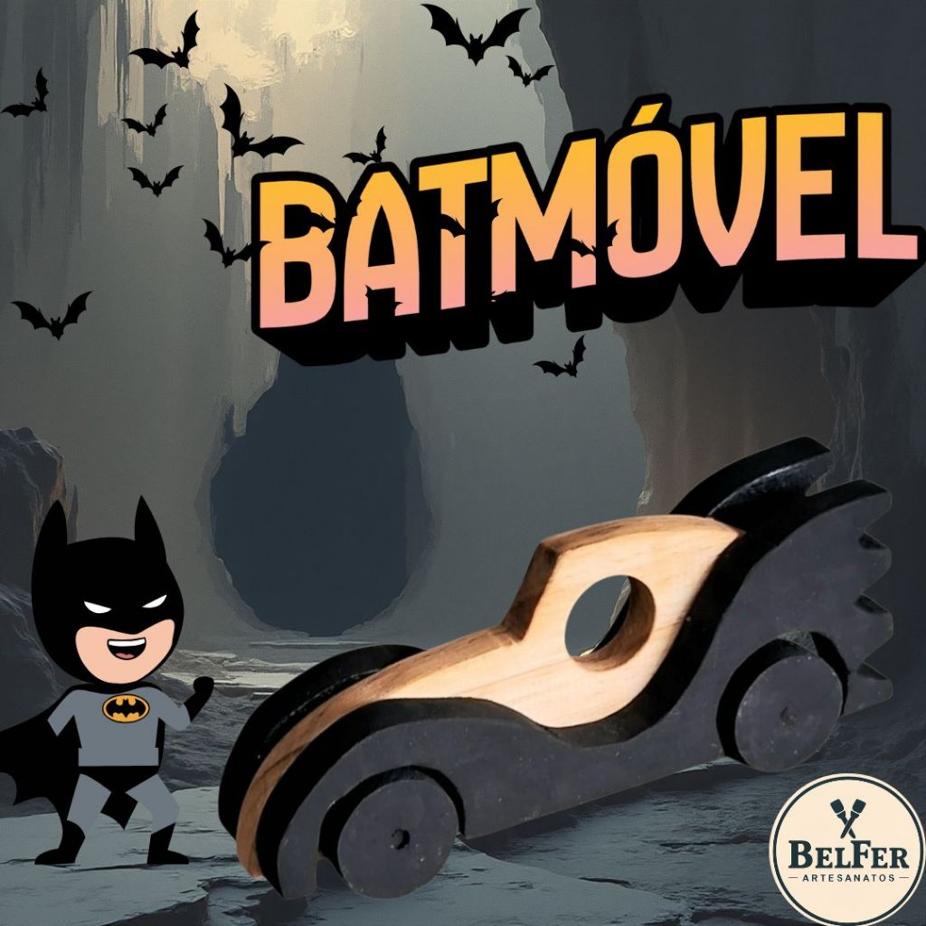 Batmóvel em Madeira Batmobile Brinquedo Decoração Carro do Batman