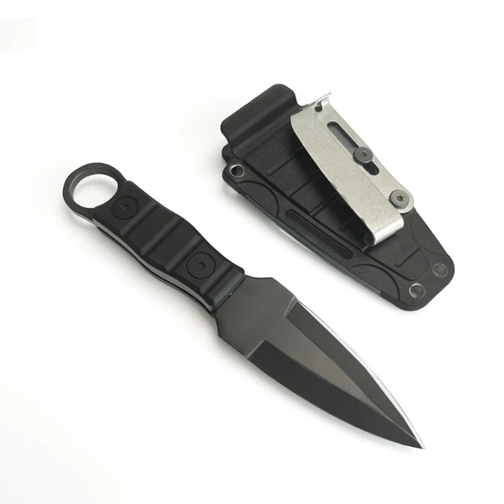 Faca Punhal Sportiva EDC Portátil Aço Black Bainha Com Clip De Ferro Caça Pesca Acampamento Canivete