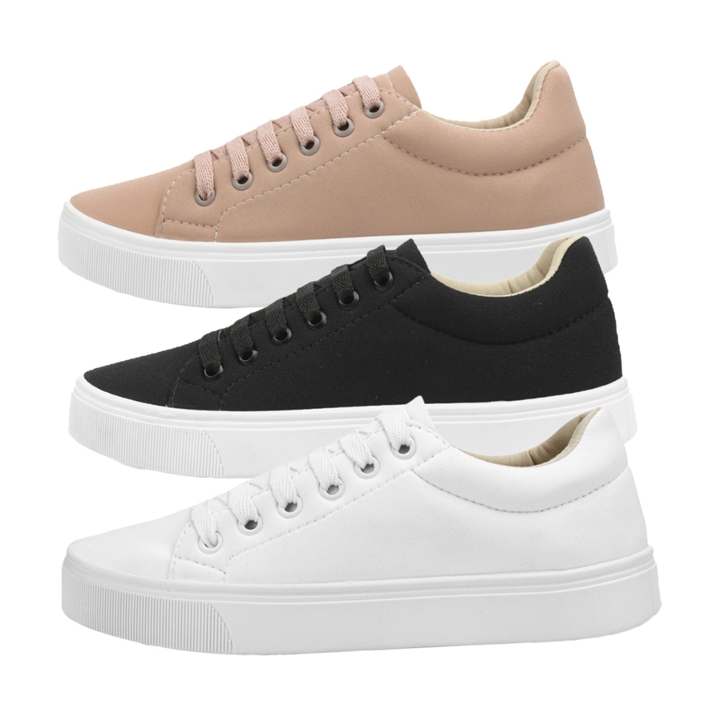 Kit 3 Pares Tênis Feminino Sapatenis Casual Confortável Original Blogueira