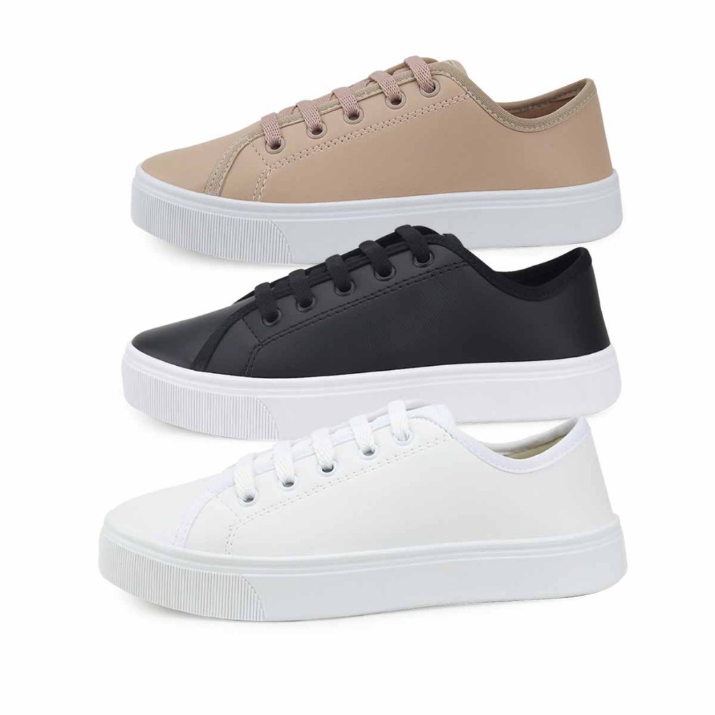 Kit 3 Pares Tênis Feminino Sapatenis Casual Confortável Original Lançamento