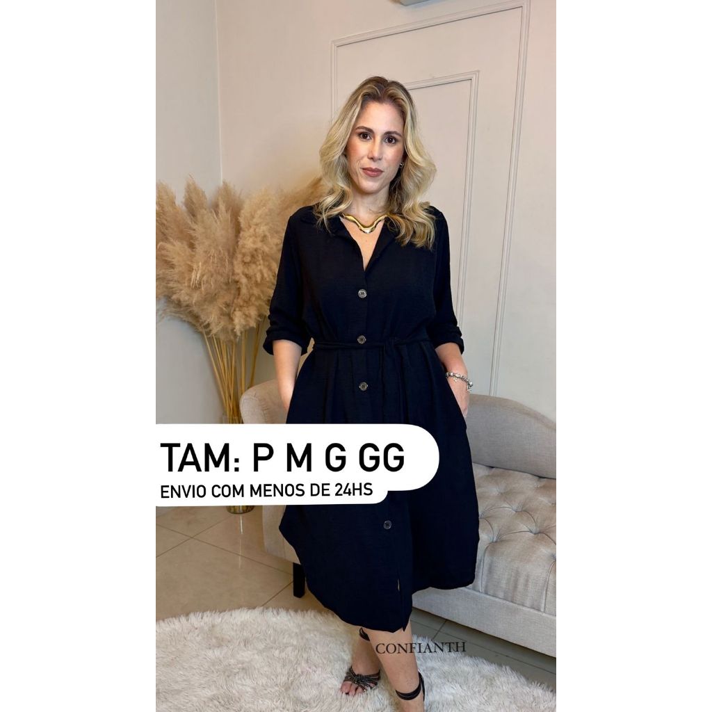 Vestido-Chamise-Chemis Longo Verão Saida de Praia Midi Manga 3/4  -Botões-Amamentação-Evangélica- Pos Cirurgia em Oferta na Shopee