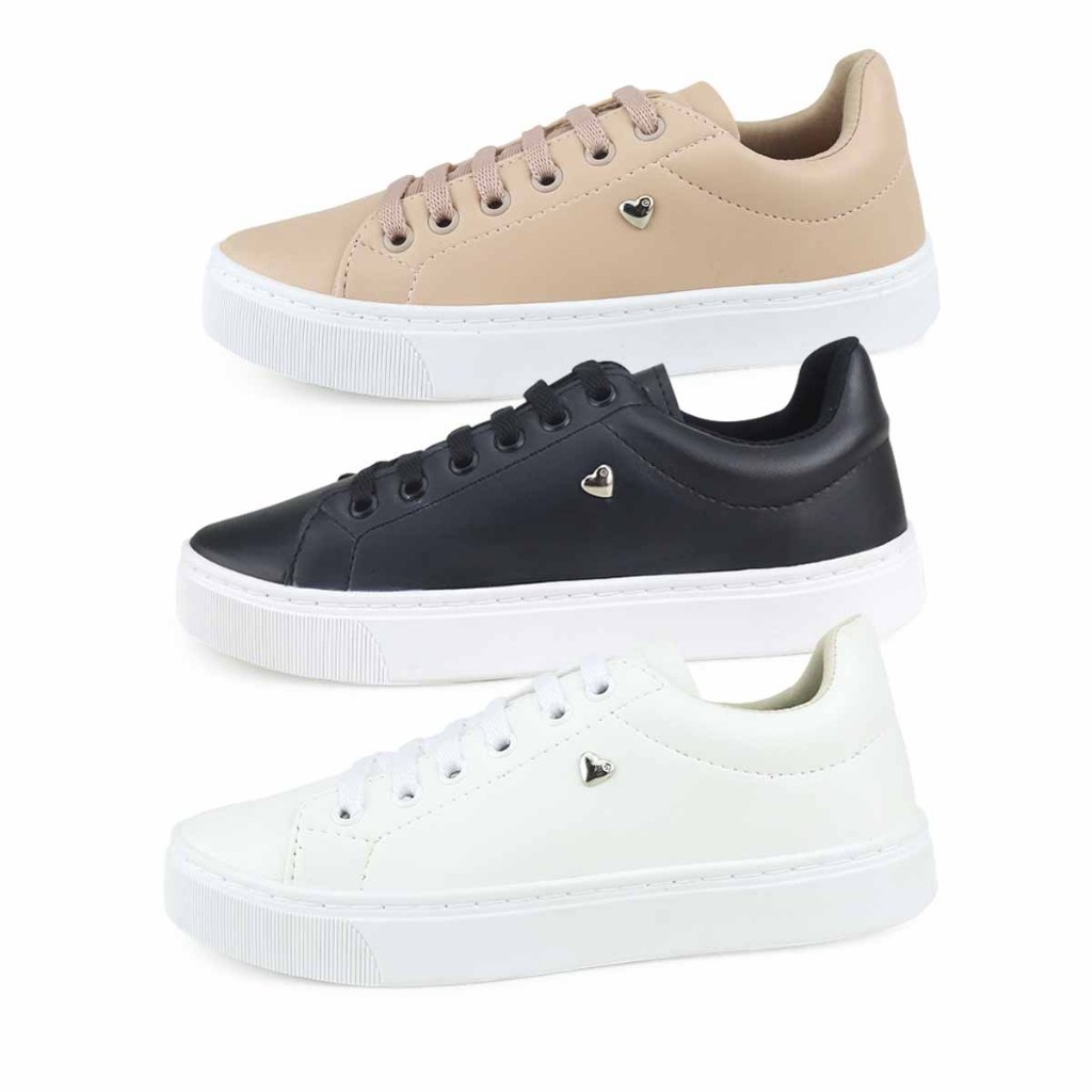 Kit 3 Tênis Feminino Sapatenis Casual Confortável Original Lançamento
