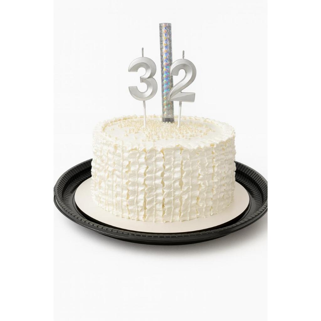 Kit 2 Velas de Aniversário Número Bolo Prata Dourada Perolizada Metalizada + Vela Vulcão