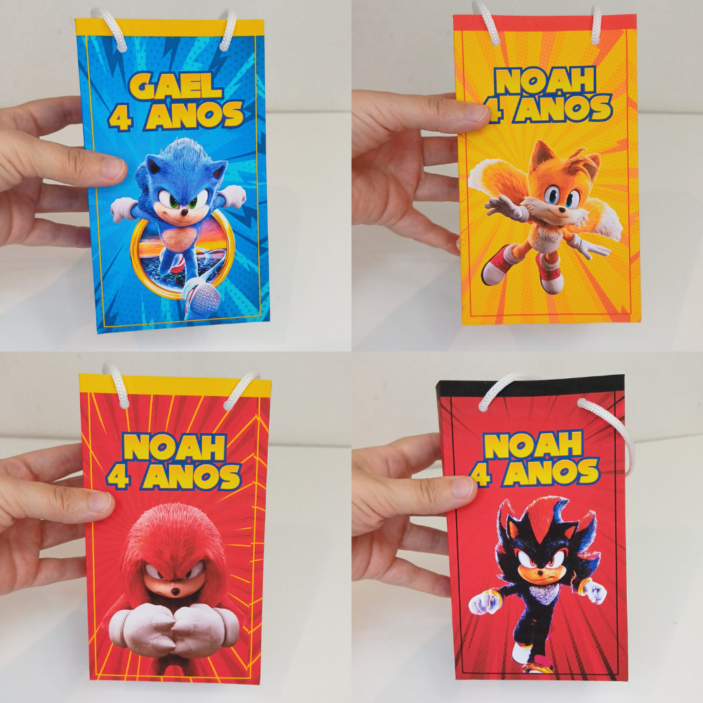 Sacolinhas Surpresa Personalizada P | Sonic Personagens | PEGUE E MONTE | Lembrancinha Festa