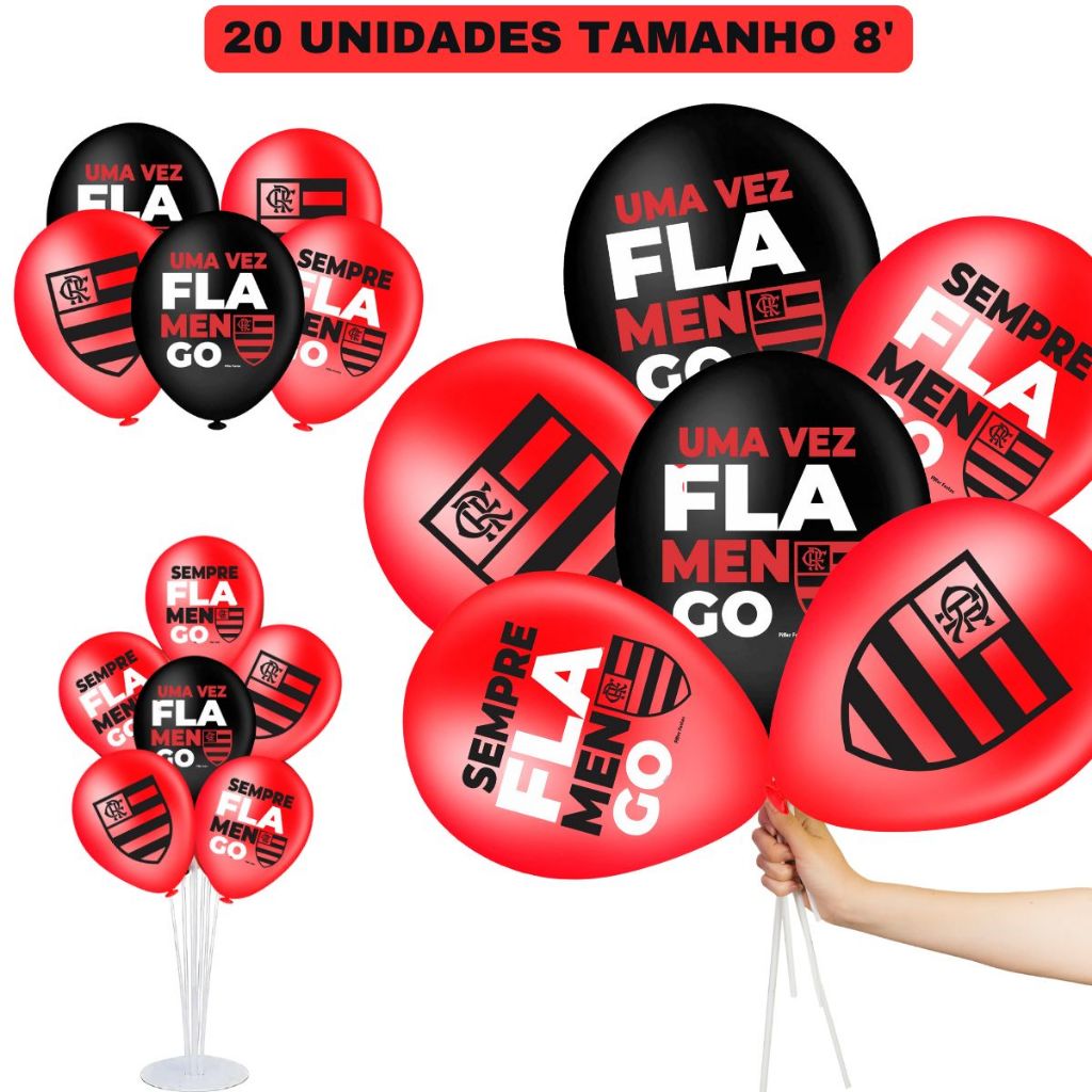 Balão Bexiga Tema Flamengo Decoração Festa De Aniversário Mengão Flamenguista Time Futebol Carioca