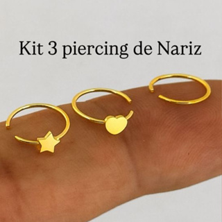 Kit De Piercing De Nariz 3 Unidades Banhado a ouro 18K Envio Imediato em Oferta na Shopee