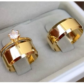 Alianças Para Casamento Casal Noivado e Compromisso Banhadas Na Moeda Antiga Com Anel Solitário 8MM em Oferta na Shopee