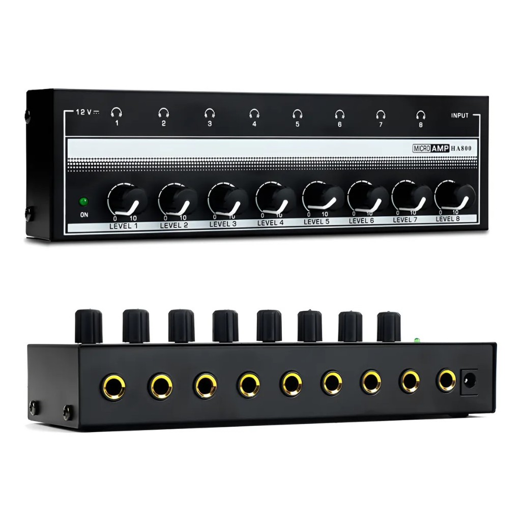 VEDO Amplificador de Fones de Ouvido 8 canais HA800-P Amplificador Estéreo De áudio Ultracompacto Com Adaptador