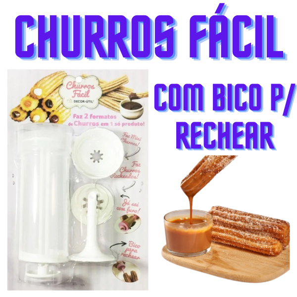 Máquina de Fazer Churros Fácil Caseiro Manual 2 in 1 com bico pra rechear