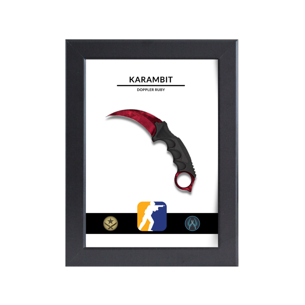 Quadro Counter Strike CS Miniatura Skin Karambit Doppler Ruby