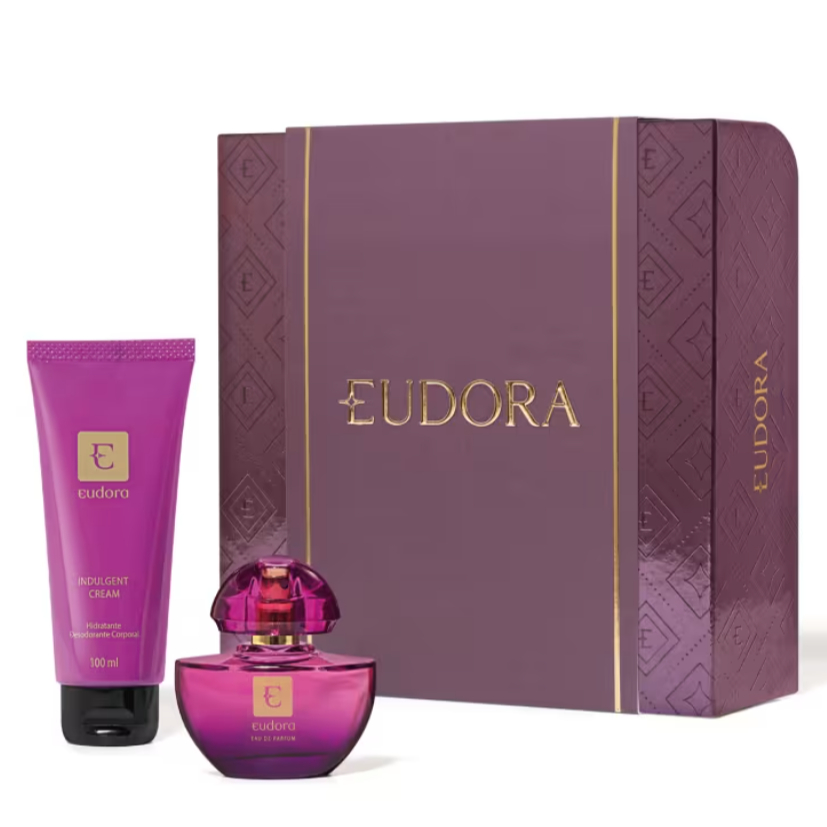 Kit Presente Eudora Roxo Miniatura: Eau de Parfum 35ml + Loção Desodorante Hidratante Corporal 100ml