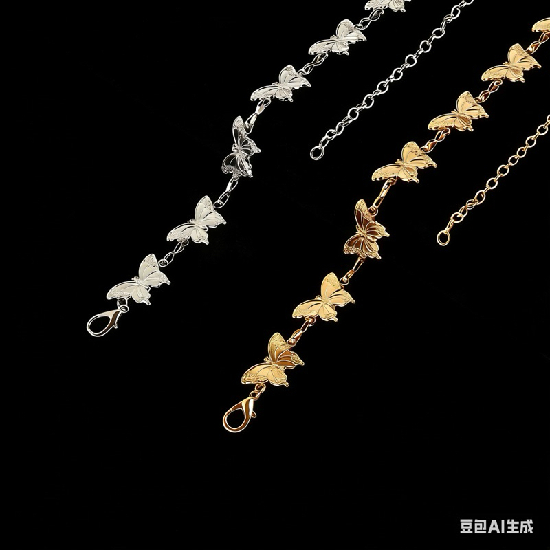 Novo cinto de corrente de ouro e prata feminino da moda, feito de metal borboleta importado em Oferta na Shopee