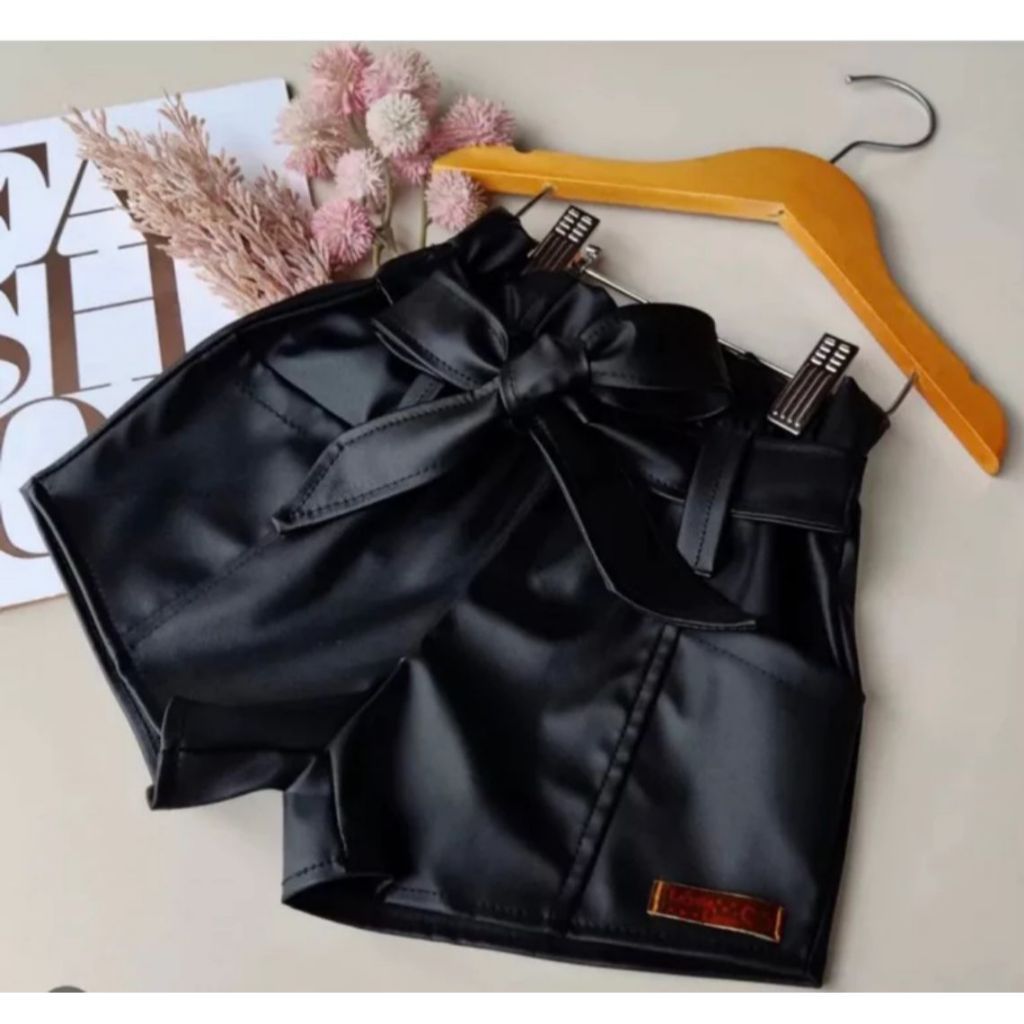 Shorts Corino Fake com Laço Menina Blogueirinha 02 a 10 anos