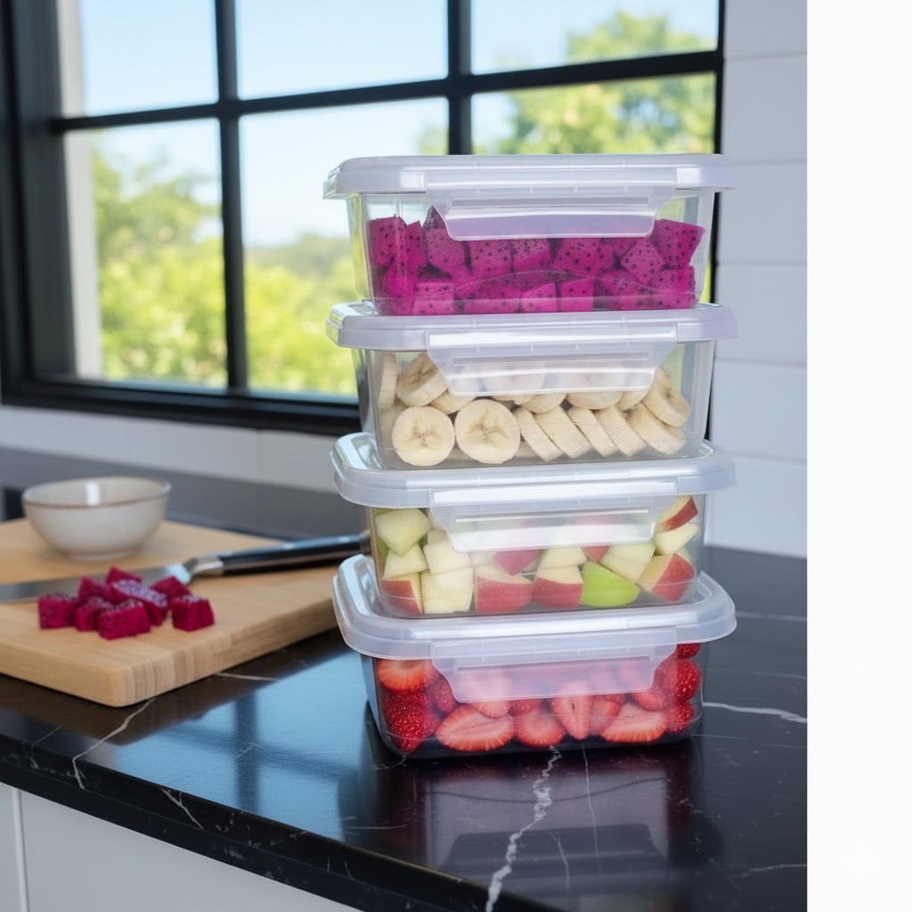 Kit 10 Marmita Potes 800ml com Travas Laterais BPA FREE - Alimentos organizadores de congelador