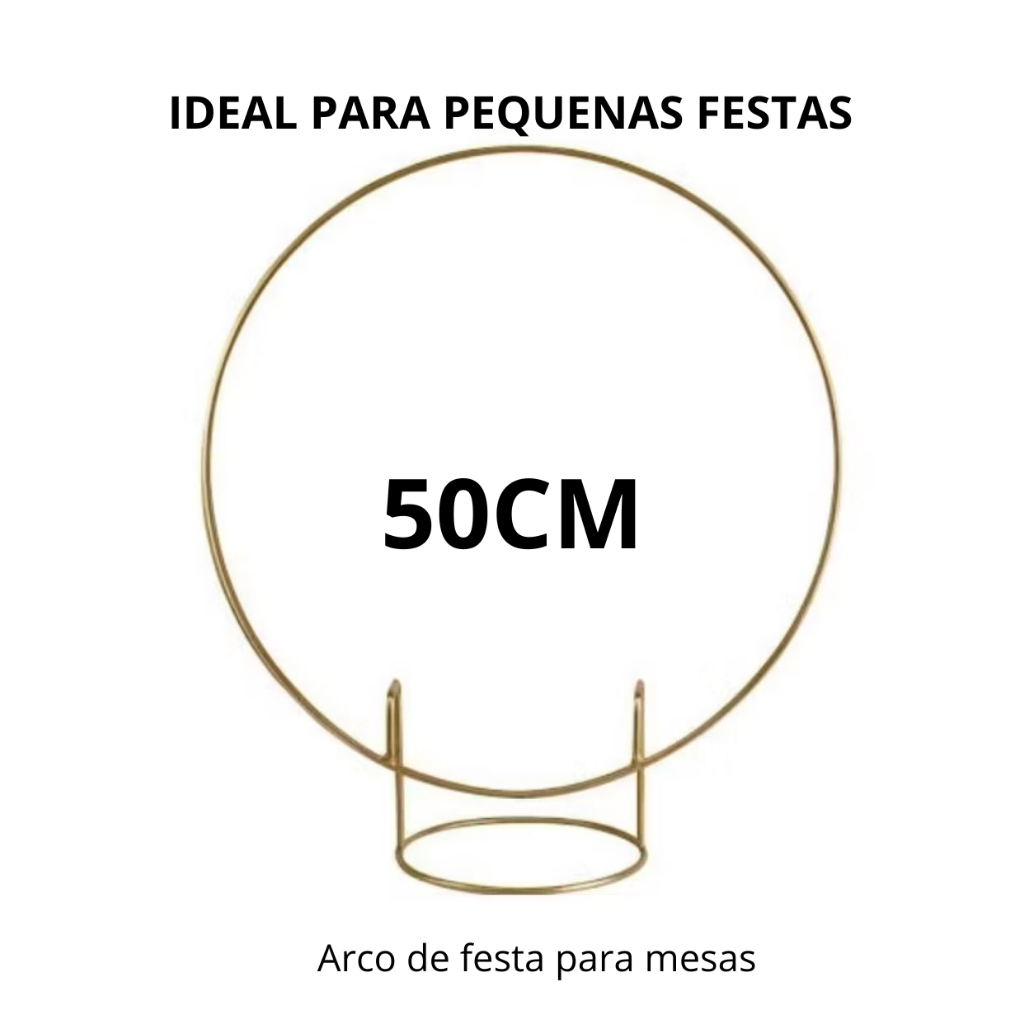 Arco de Mesa Redondo 50CM Dourado Aniversário Eventos  Pegue E Monte Para Decoração Para Tecidos 50 cm Bexigas