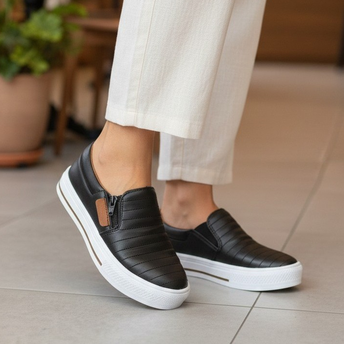 Tênis Feminino Slip On Estilo Casual – Ultra Macio, Super Leve, Fácil de Calçar e Ideal para Uso Diário, Várias Cores Di