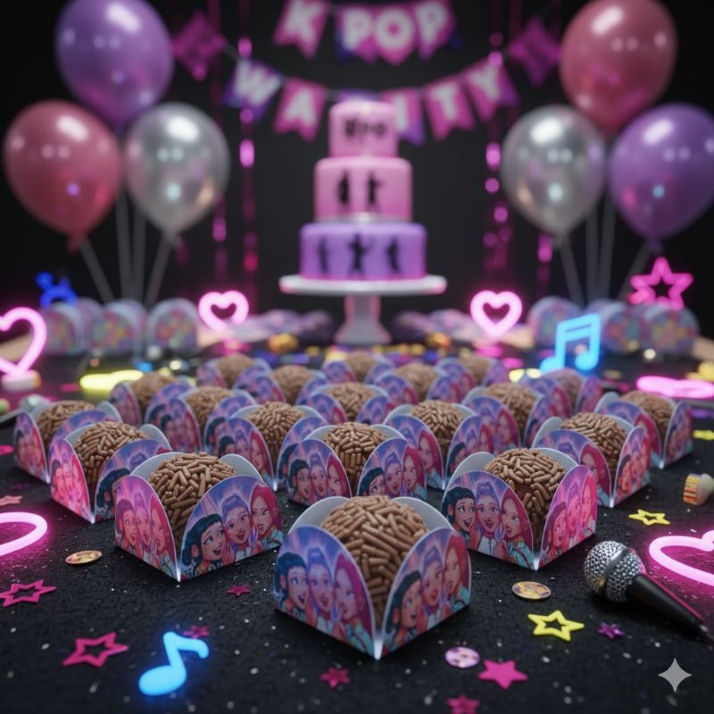 ENVIO RÁPIDO - Forminha Para Doces 4 Pétalas Brigadeiros GUERREIRAS DO KPOP Lembrancinha Festa Aniversário em Oferta na Shopee