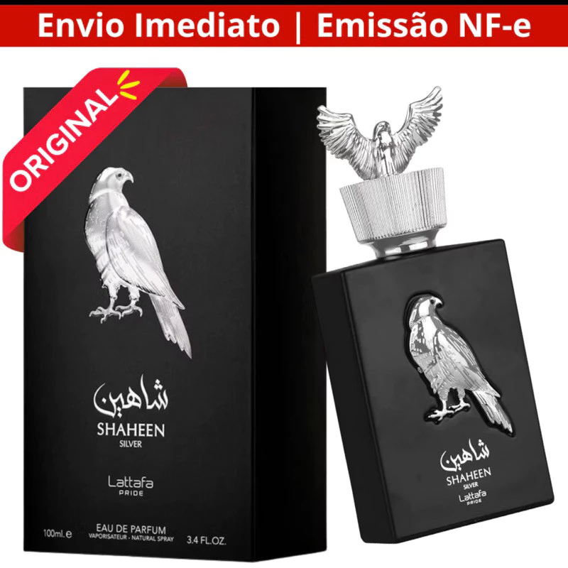 Perfume Shaheen Silver Lataffa Unissex 100ml Eau de Parfum Original Com Selo Perfume árabe presente