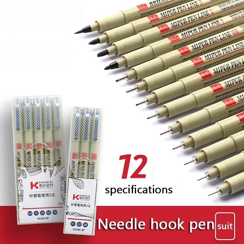 Kit 6/12 Caneta Profissional Desenho Técnico Mangá Artístico Lettering Brush Caligrafia em Oferta na Shopee