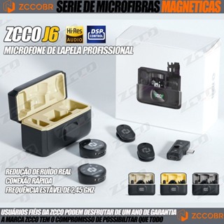 ZCCOBR J6 Microfone Sem Fio Lapela Magnético Duplo Redução Ruído Vompativel Android/iOS/iPhone em Oferta na Shopee