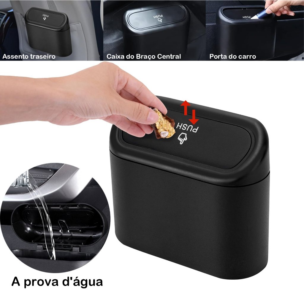 Lixeira Organizadora para Carro com Clip - Porta Treco e Copo,Ideal para Viagens, Trabalho e Uso Diário em Oferta na Shopee