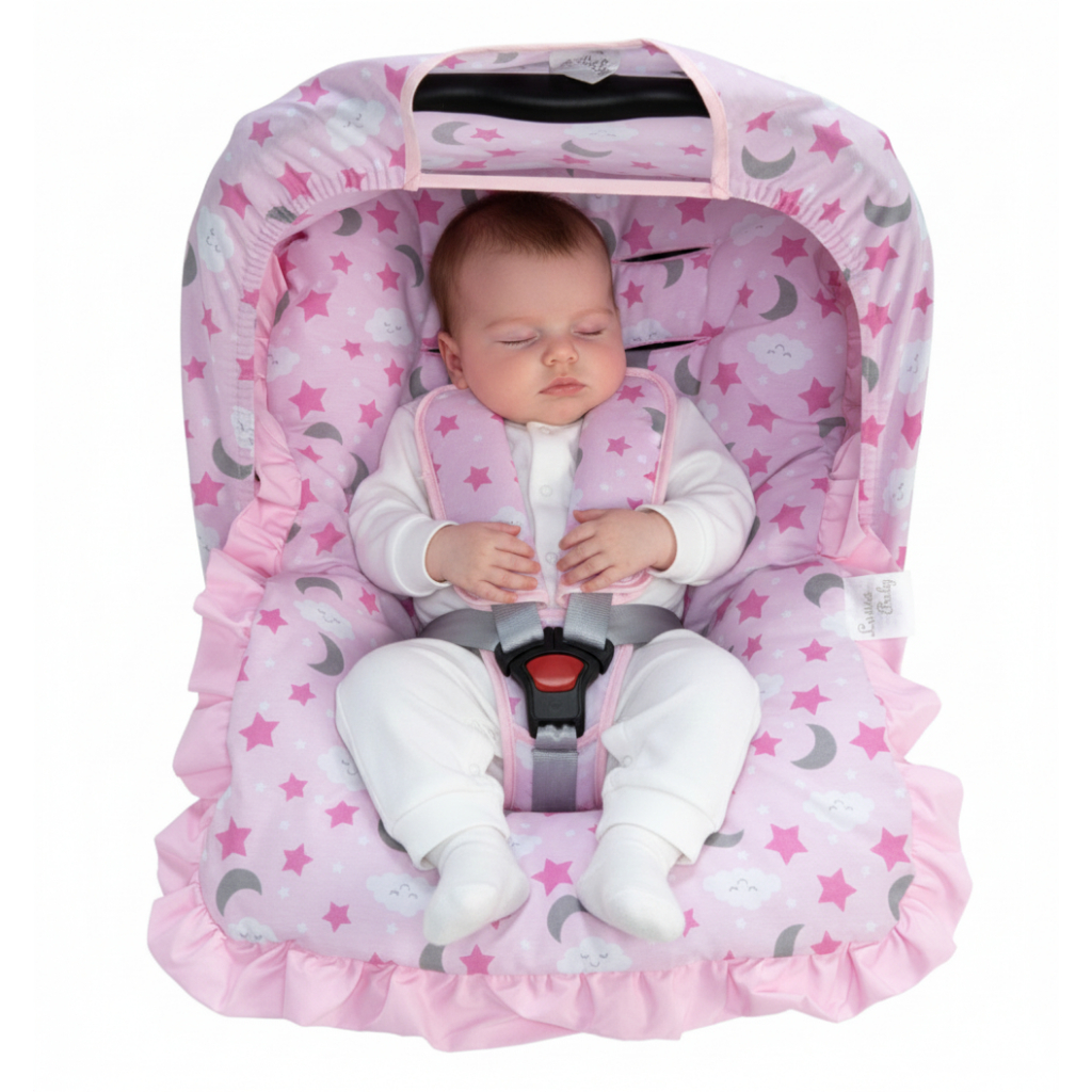 Kit 4 Peças Capa Bebê Conforto Capota Capa Solar Protetor de Cinto 100% Algodão Macio Confortável