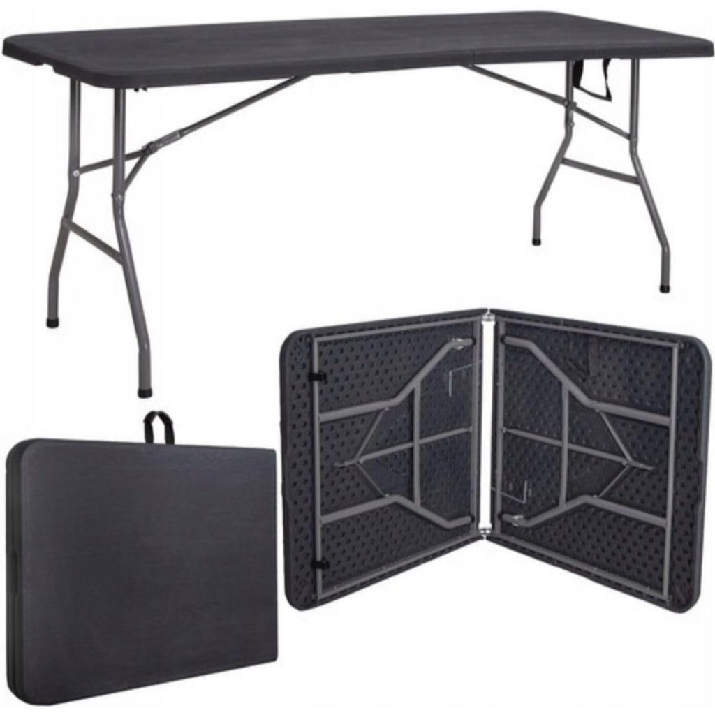 Mesa Dobrável Vira Maleta com Alça Portátil 1.80m Camping Pesca Jardim Área Externa Interna Luvinco