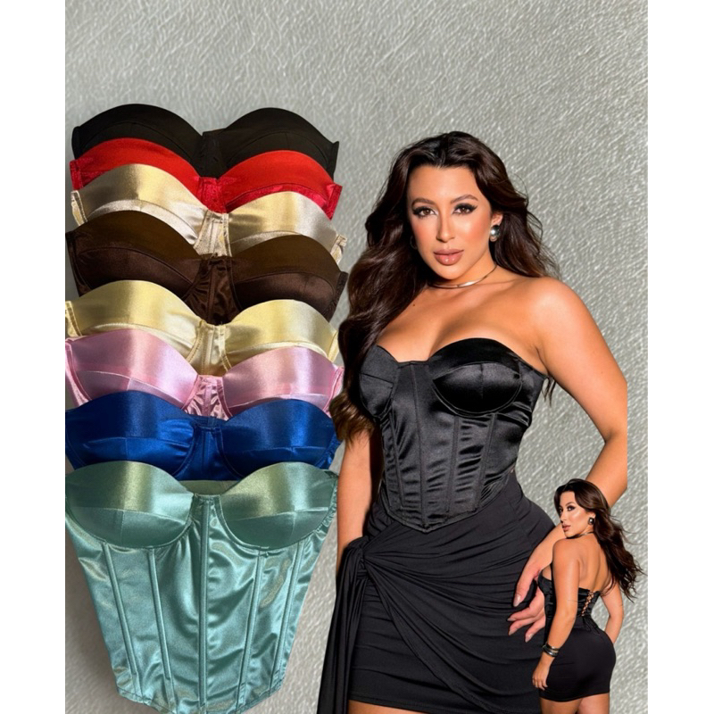 Cropped Corselete Hellen Slim Moda Verão Moda blogueira Moda Gringa Moda Balada Fim de ano Ano novo Natal Coleção Festas