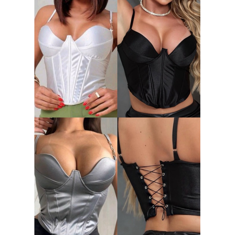 Corselet Cropped Top Moda Blogueira Moda Balada Moda verão fim de ano Natal ano novo