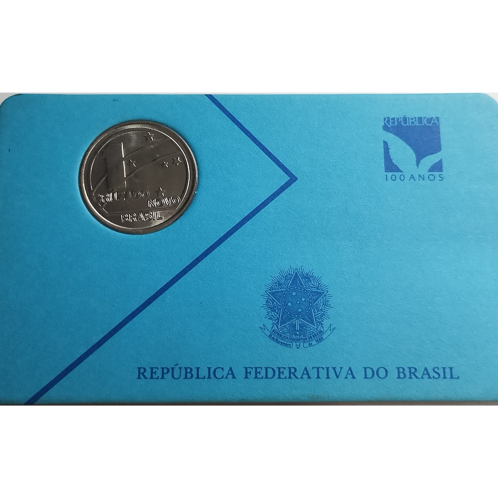 moeda antiga 1 cruzado novo com blister 1989 mbc