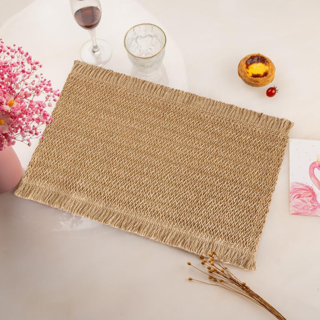 Kit 2/4/6/8Pcs Jogo Americano Redondo e Retangular Bordado Desfiado 38cm Decorativo Para Mesa Jantar em Oferta na Shopee