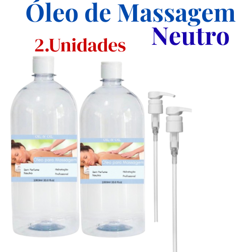 2.UNI Óleo de Massagem Neutro 2X1000mL + Válvula Pump (4PEÇAS) em Oferta na Shopee