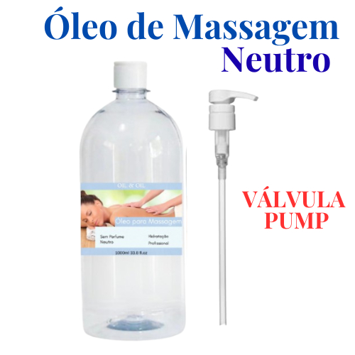 Óleo de Massagem Neutro 1000mL Profissional + Válvula Pump (2PEÇAS) em Oferta na Shopee