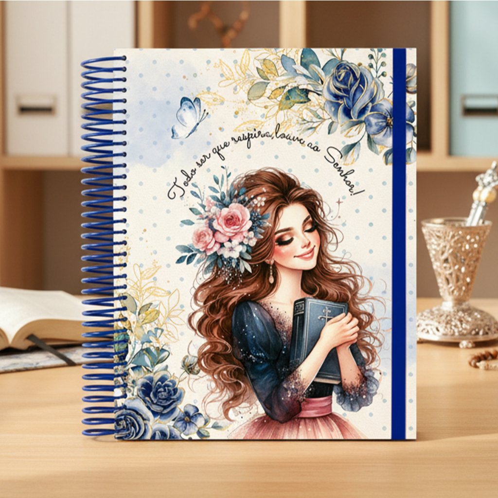Imagem Planner Devocional Cristão Feminino Diário de Fé Organização Espiritual Caderno de Gratidão e Oração