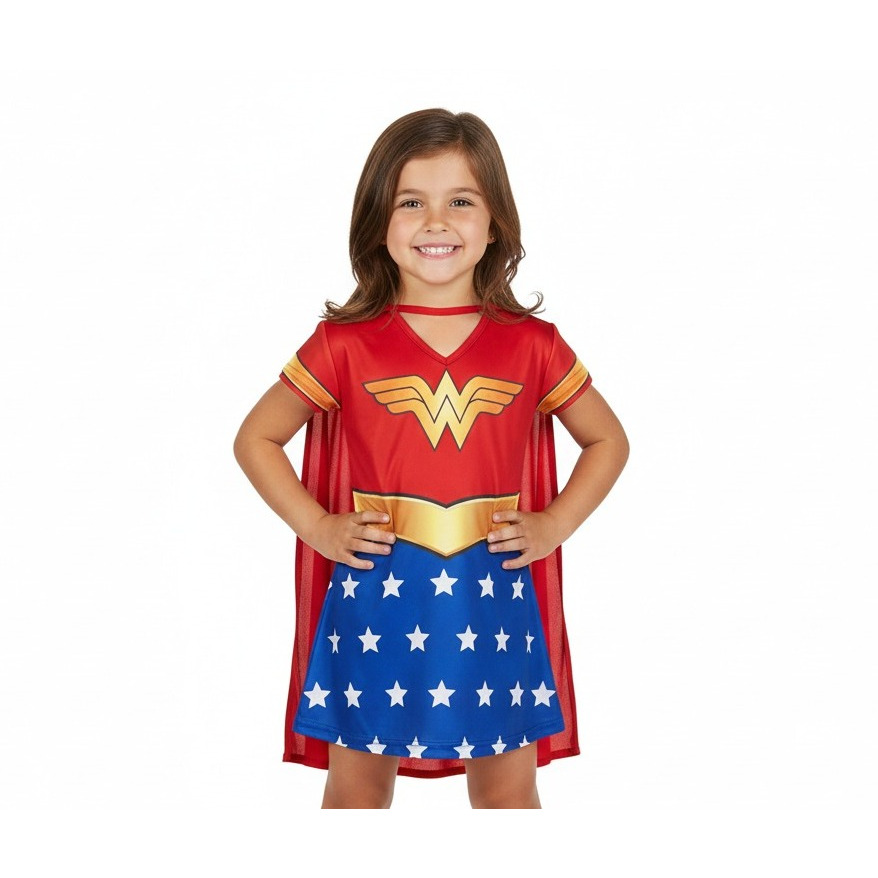 Fantasia Infantil Mulher Maravilha Com Capa