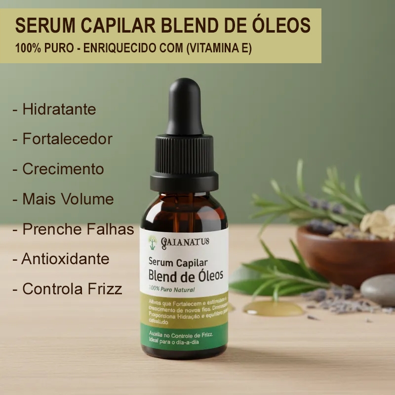 Serum Capilar Blend de Óleos Natural – Crescimento, Fortalecimento e Anti Queda 30g