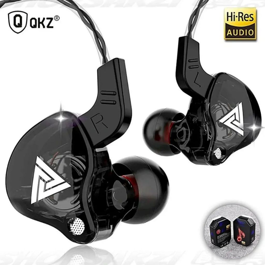 Fone de ouvido com fio com microfone cobre driver fone de ouvido esportivo baixo estéreo QKZ