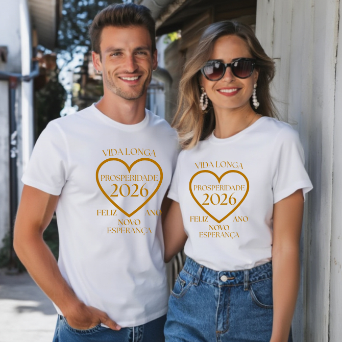 Camiseta Blusa Casal Personalizada Ano Novo Frases Motivadoras 100%Algodão Branca Feminina Masculina